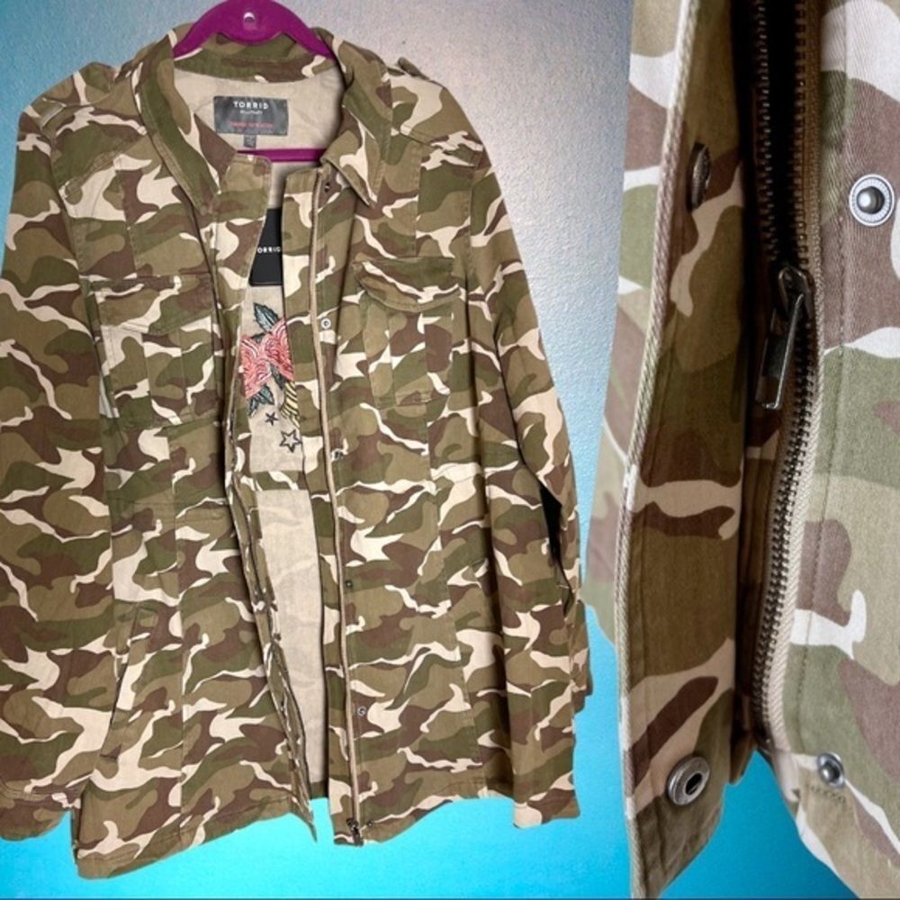Torrid Camo Embroidered Twill Anorak Jacket Size 2 2XL 18/20 - Picture 9 of 15